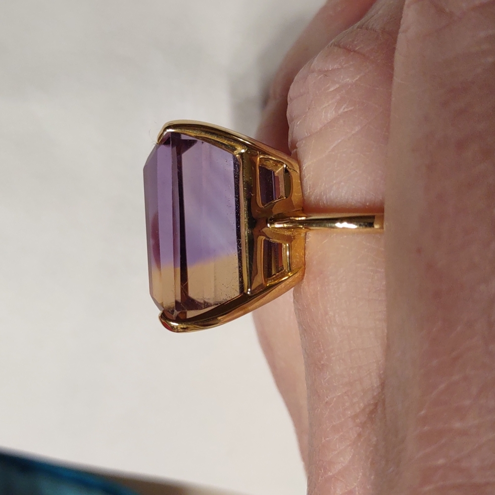 Ametrine ring 14kt yellow gold Large Statement Ring - Picture 7 of 17